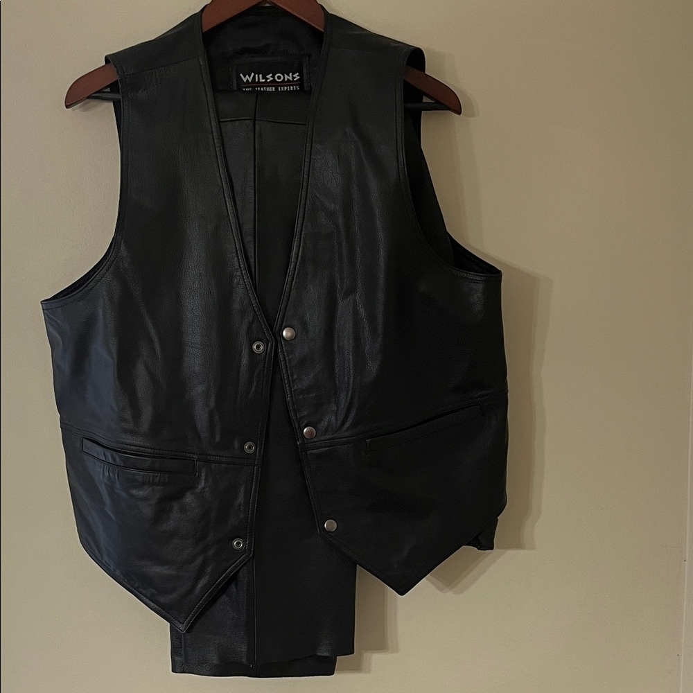 Wilsons Leather Classic Black Vest with Leather pants.